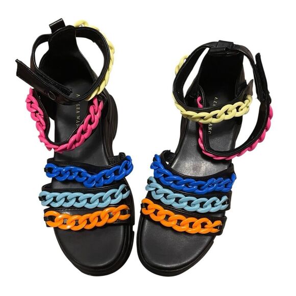 AZALEA WANG Do It Like We Do Chana Chain Platform Sandals Size 7.5 NEW - Picture 3 of 6